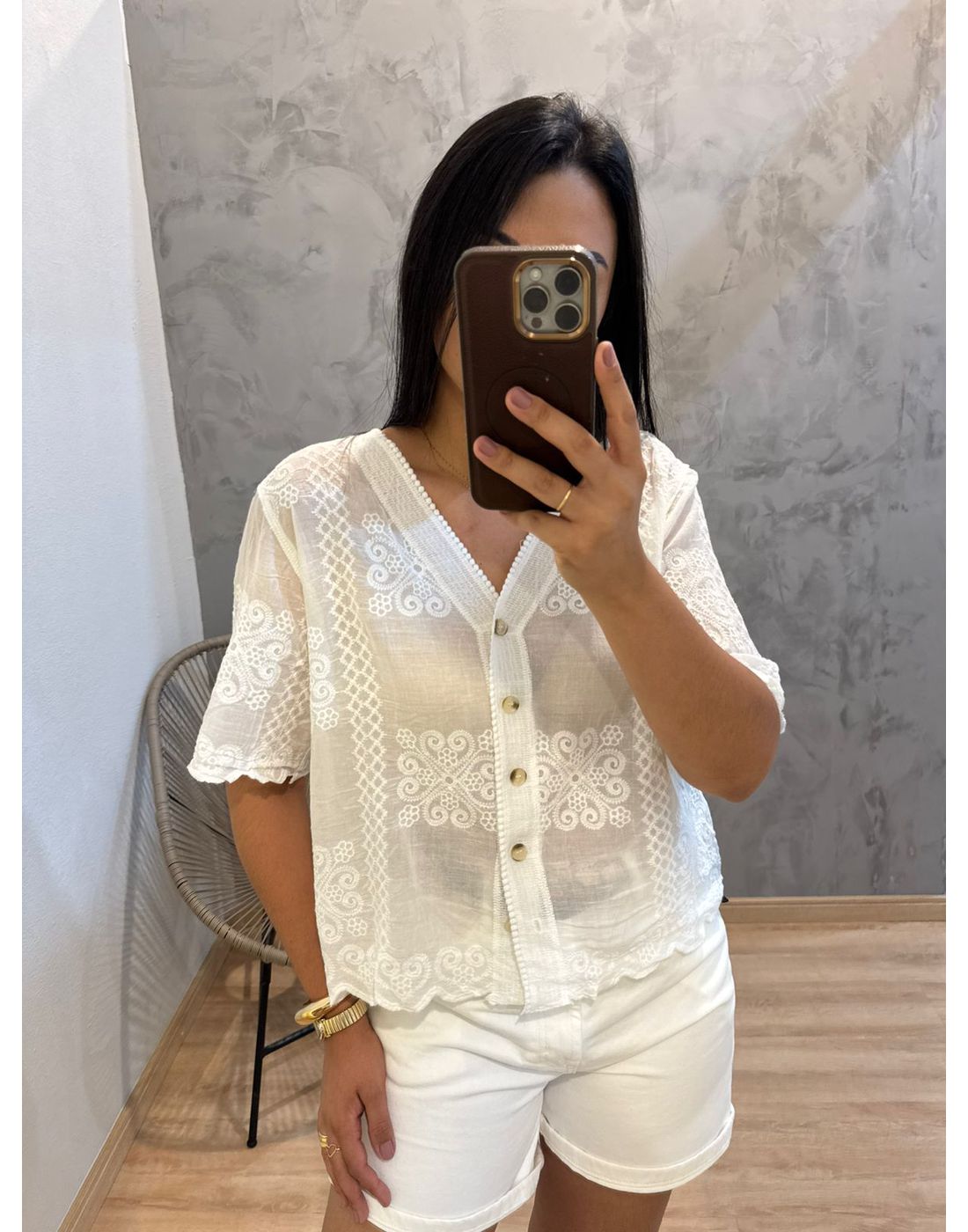 BATA CAMISA MANGA CURTA BRANCO