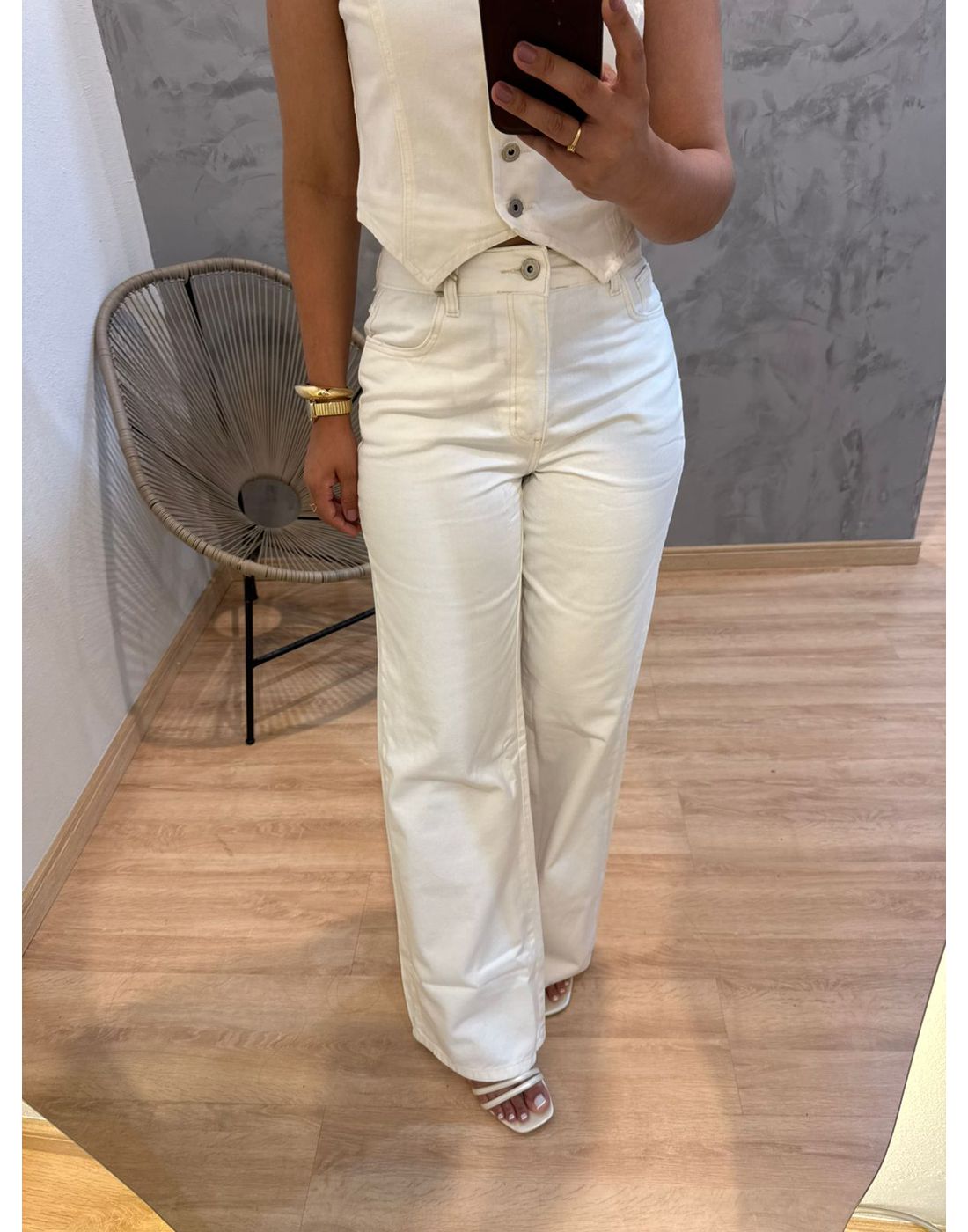 CALÇA JEANS OFF WIDE LEG 