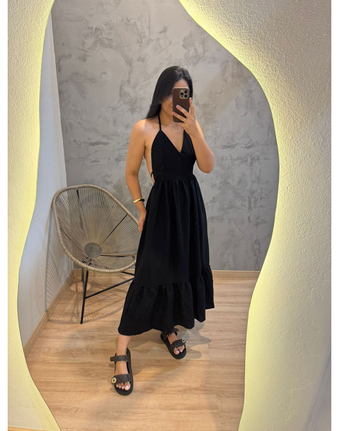 VESTIDO PRETO AMARRAÇÃO COM BOLSO 