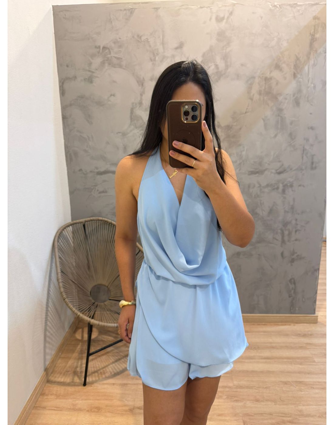 MACAQUINHO CHIFON GOLA BOBA AZUL