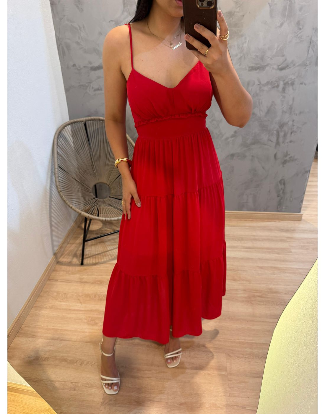 VESTIDO ALICE CHIFON VERMELHO