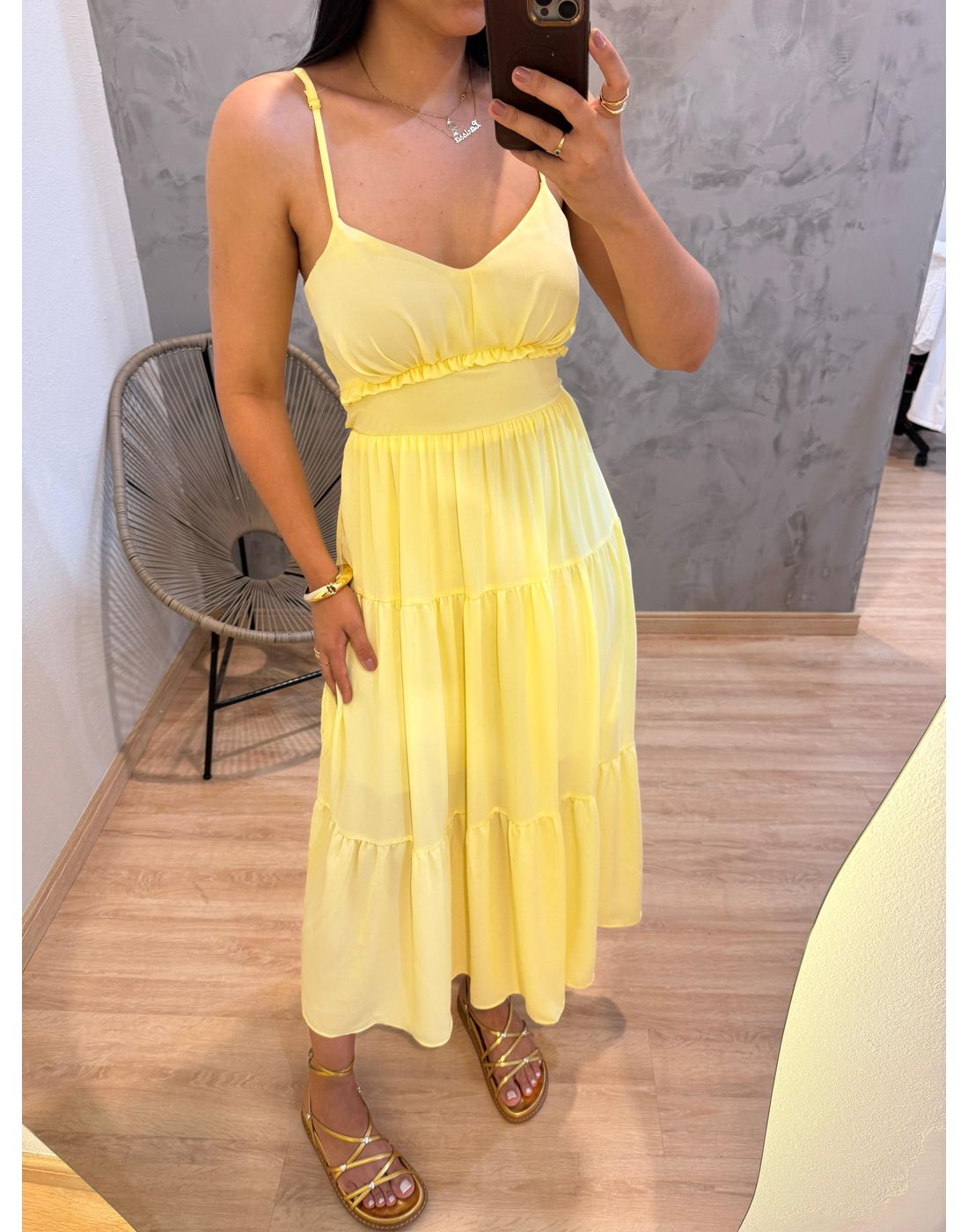 VESTIDO ALICE CHIFON AMARELO 