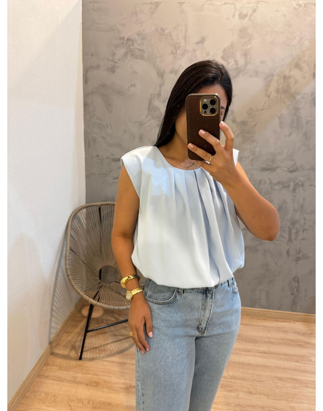 BLUSA REGATA OMBREIRA AZUL