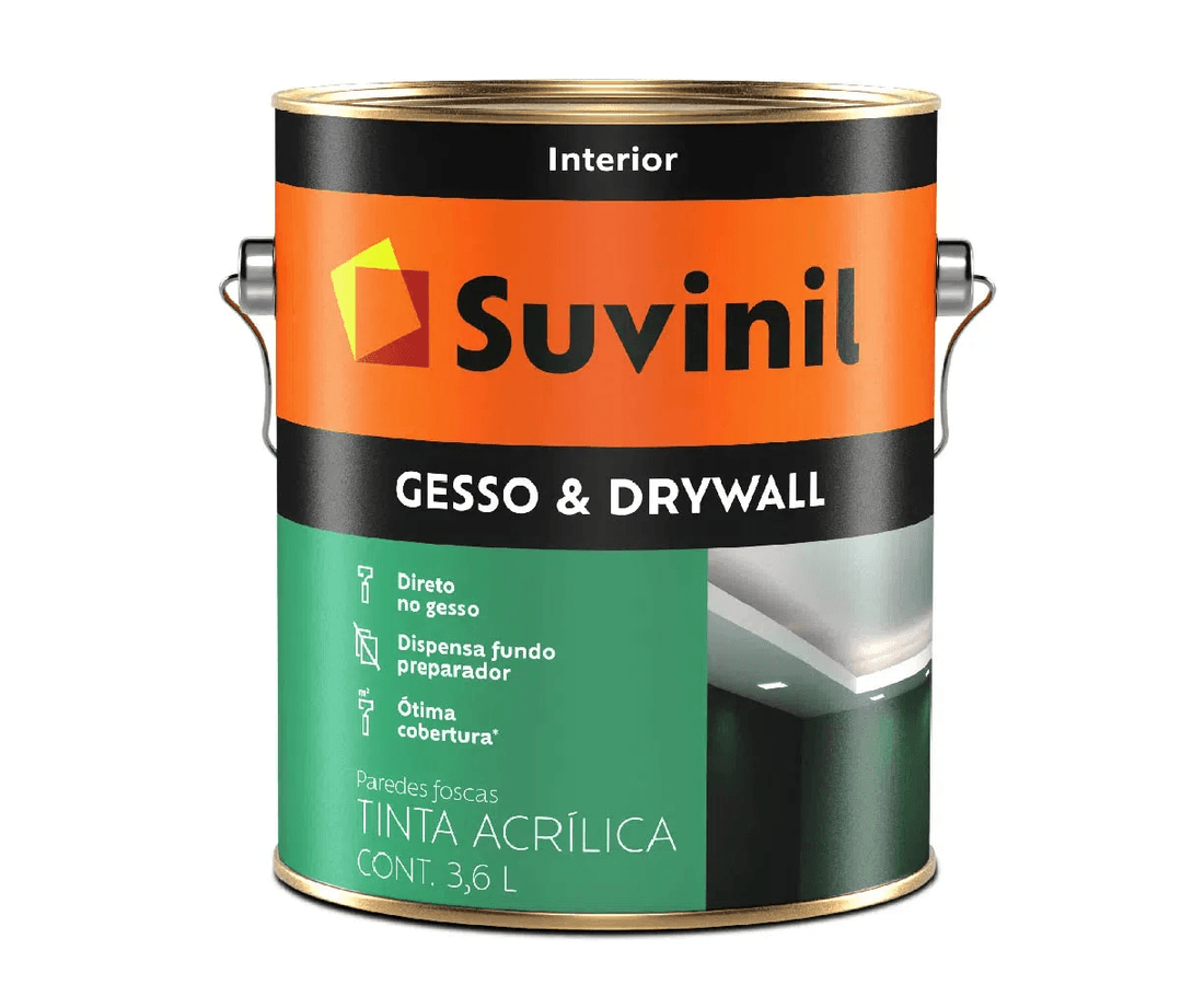 Tinta Acrílica Gesso e Drywall Branco 3,6L Suvinil CONSTRUTINTAS
