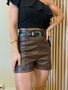 Short Em Courino Louise Marrom 