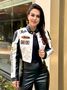 Jaqueta Cropped Courino Speedy White/Black