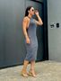 Vestido Midi Cinza Clara