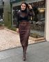 Saia Midi Suede Eduarda Animale