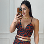 Top Linho Estampado Aida Mosaico