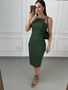 Vestido Genebra Verde Militar Liso
