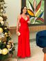 Vestido Longo Evasê Adele Vermelho