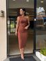 Vestido Antônia Midi Nula Manga Marrom