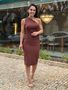 Vestido Antônia Midi Nula Manga Marrom