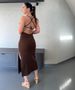 Vestido Midi Céline Marrom