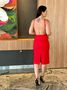 Vestido Midi Costas Abertas Diamond Vermelho
