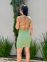Vestido Curto Canelado Nula Manga Lorena Verde Avocado