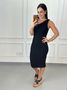 Vestido Midi Tubinho Nula Manga Manuella Preto