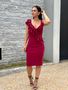 Vestido Tubinho Babados Verônica Cabernet