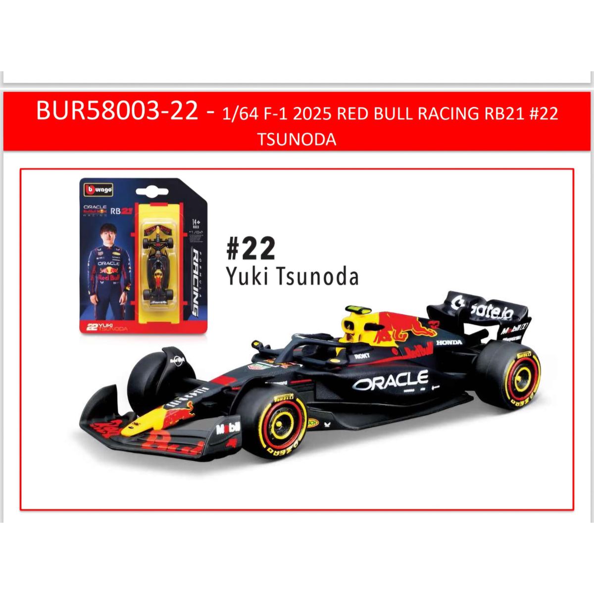 ​Bburago Fórmula 1 Red Bull Racing RB-21 Tsunoda 2025 1:64 Bburago