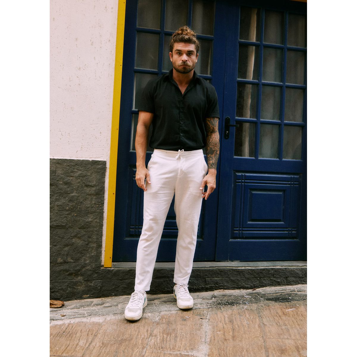 Calça off sales white preta