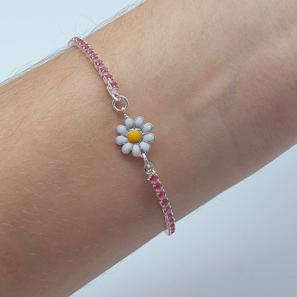 Pulseira Folheada A Prata Riviera Com Margarida Ch Rie Bijoux