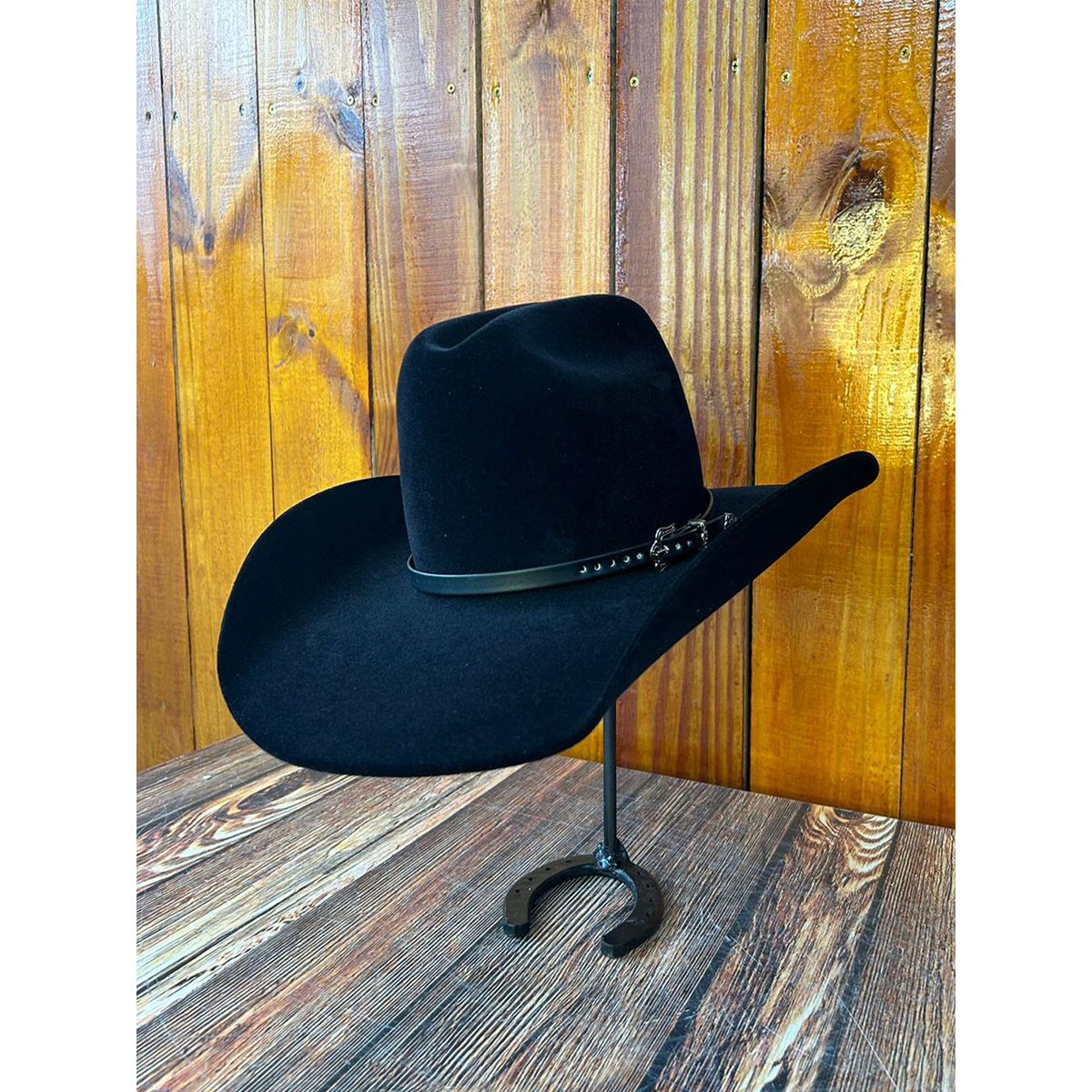 Chapéu Country Montana Couro Preto Aba 11 Aveludad... - CLUB 21 COUNTRY