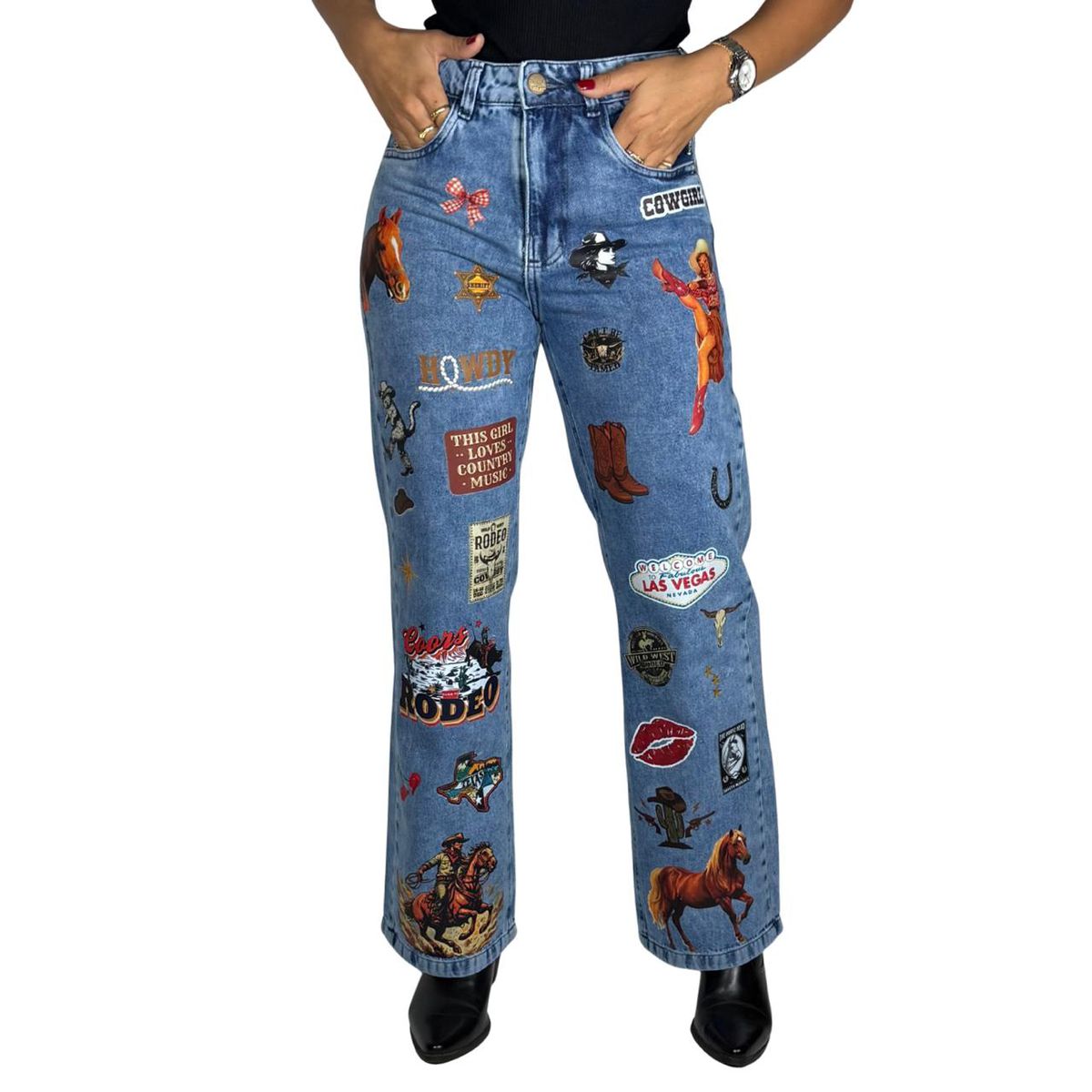 Calça Jeans Feminina Estampada Country Club21 Coun... - CLUB 21 COUNTRY