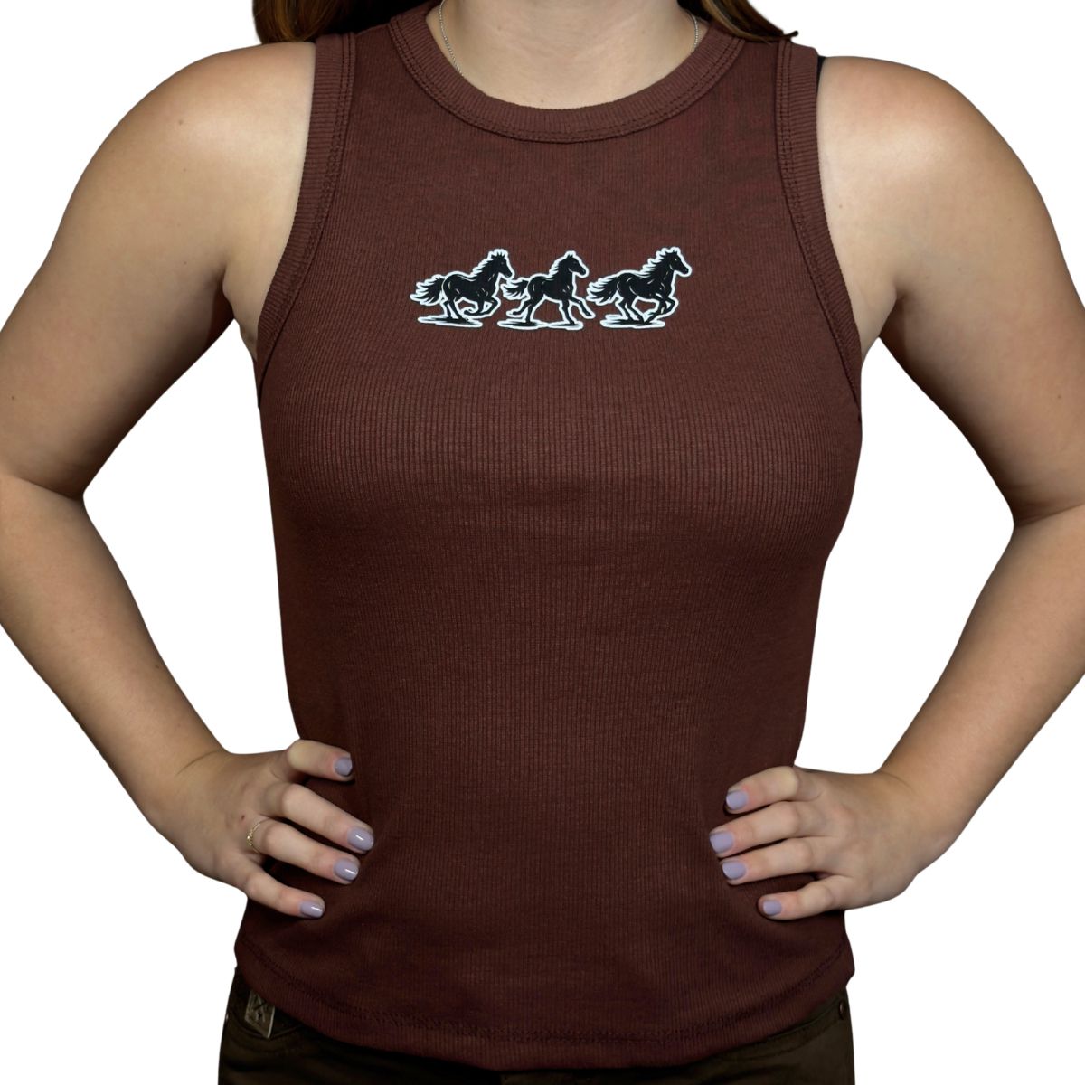 Camiseta Regata Canelada Country Marrom Cavalo - R... - CLUB 21 COUNTRY