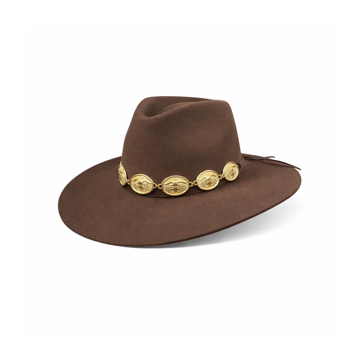 Chapéu Aba 8 Café com bandinha concho longhorn dou... - CLUB 21 COUNTRY