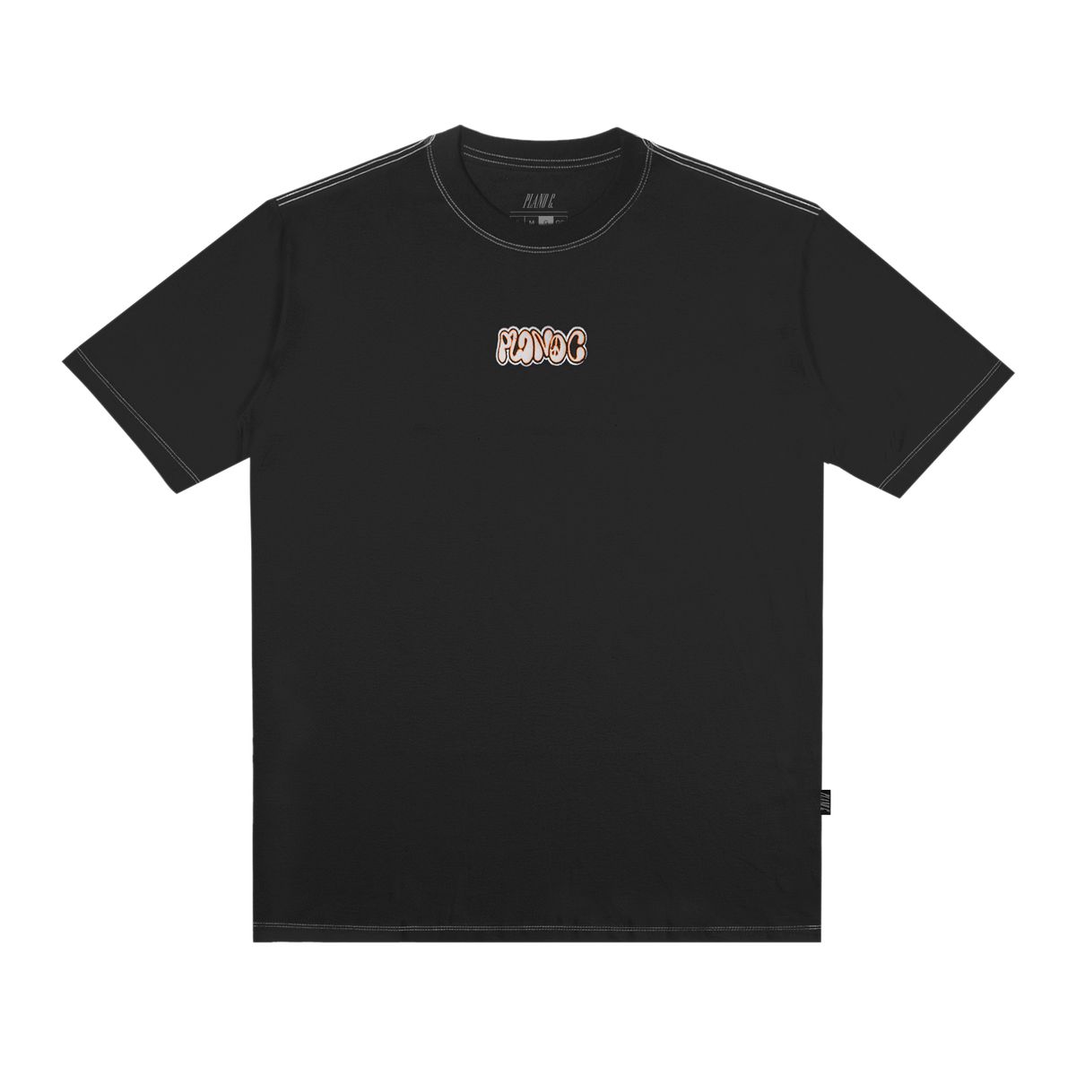 Camiseta Plano C Contraste Aplique Bordado Black