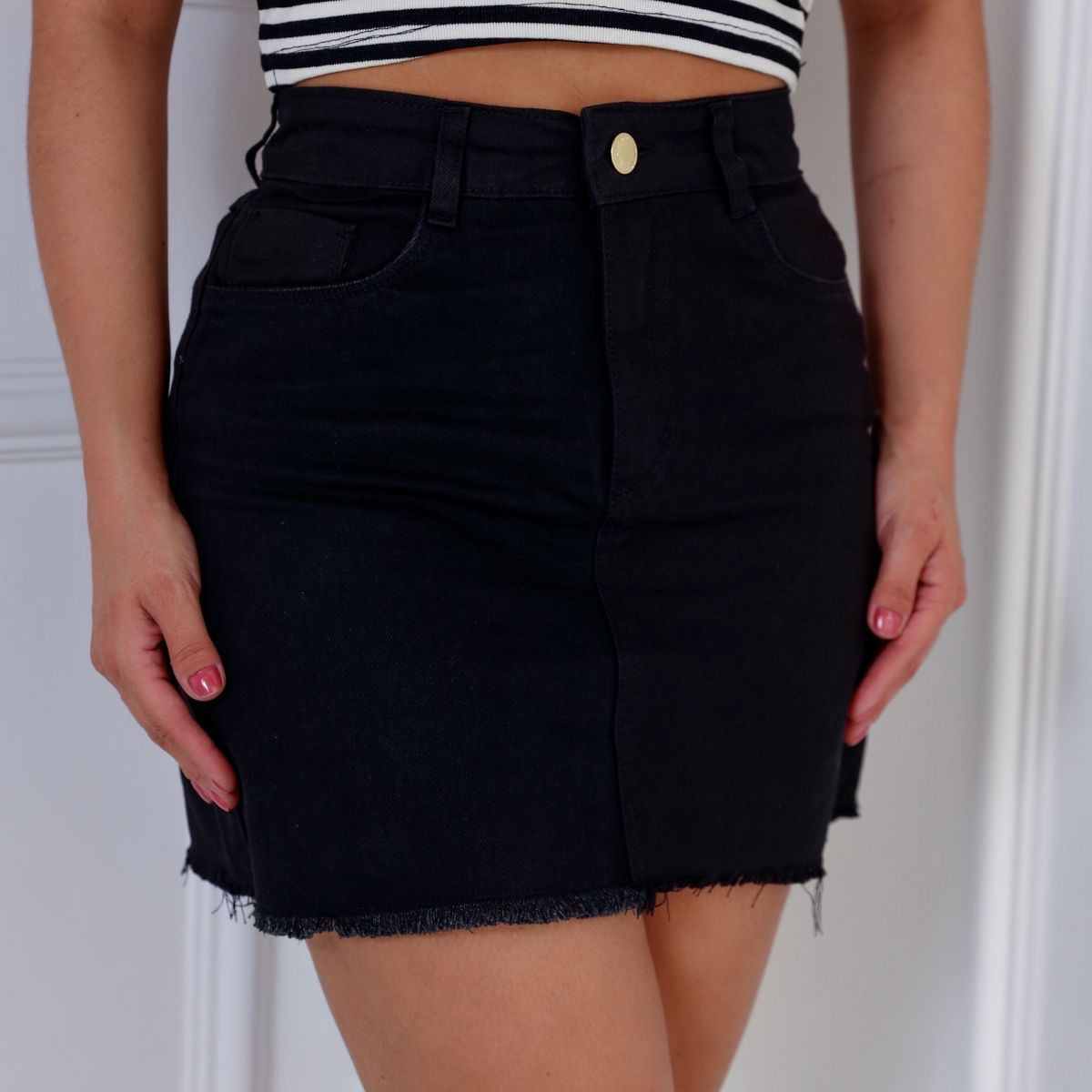 Saia jean preta top