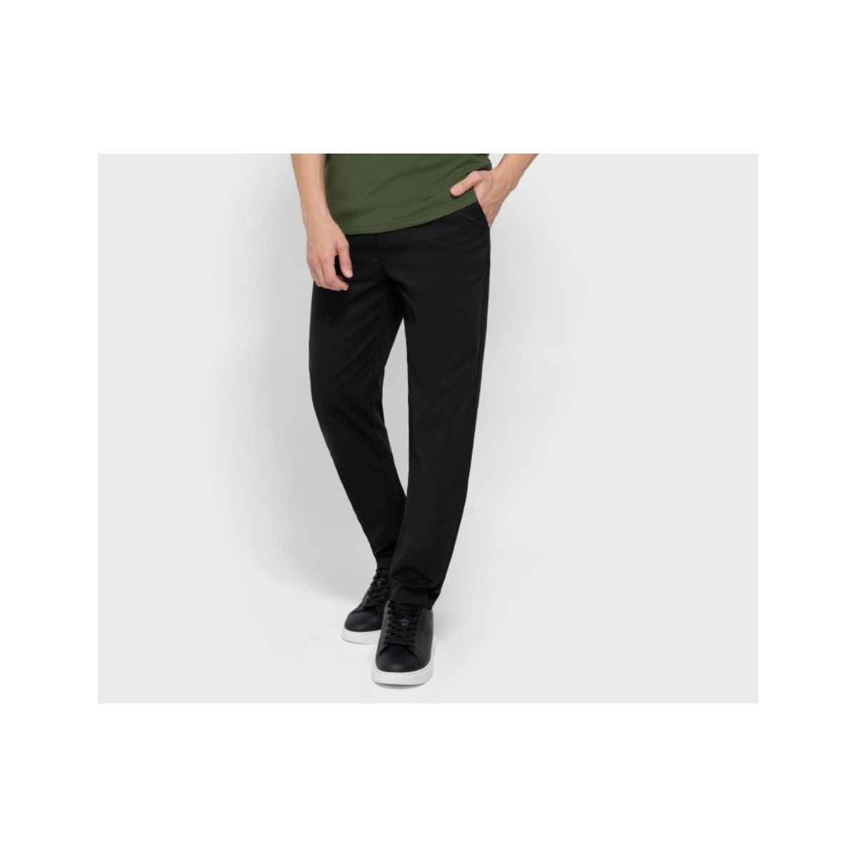 Calça Reta Masculina Bolso Embutido Em Algodão Com... - Fátima Modas