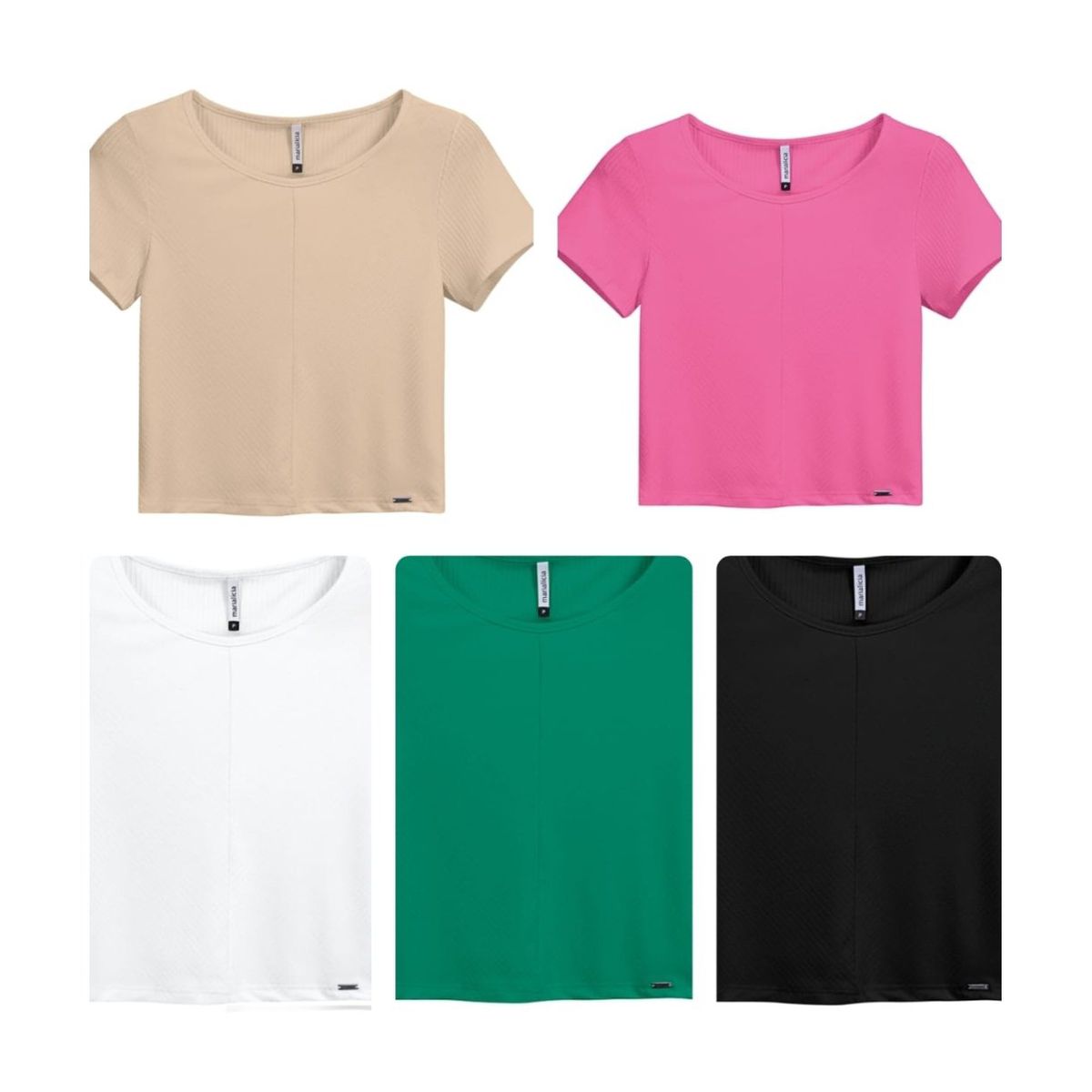 Blusa Cropped Canelado Marialicia Branca - Fátima Modas