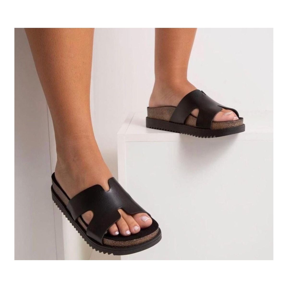 Tamanco Feminino Moleca Flatform Tratorado Preto - Fátima Modas