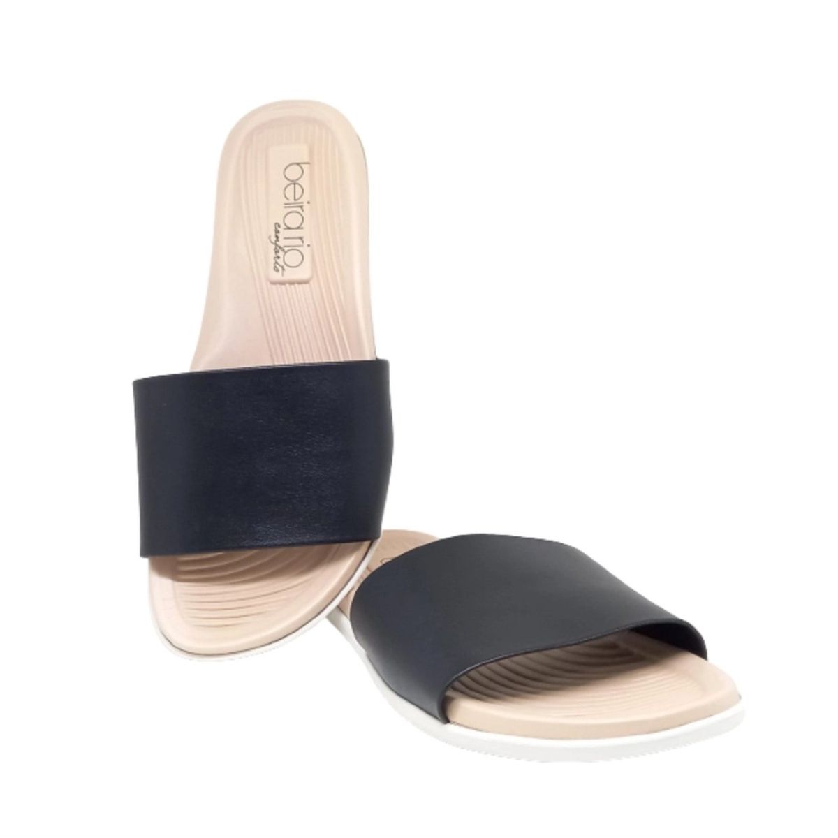 Chinelo Beira Rio Sandalia Slide Confortável Preta - Fátima Modas