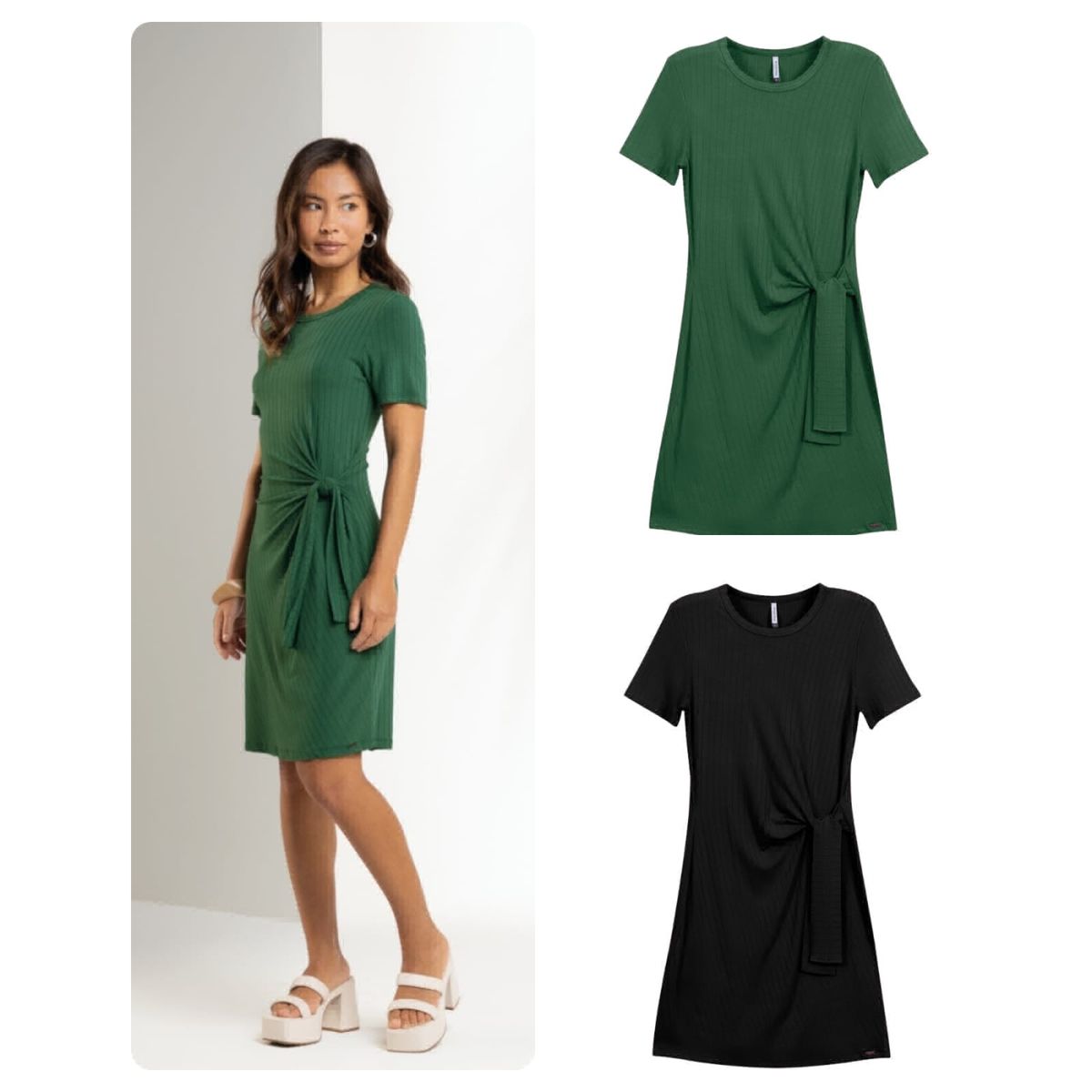 Vestido Feminino Laço Marialícia Verde - Fátima Modas