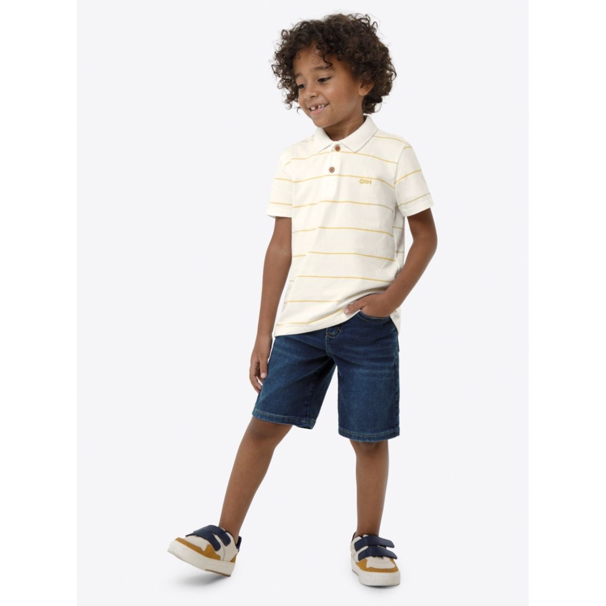 Conjunto Infantil Camisa Polo Manga Curta E Bermud... - Fátima Modas