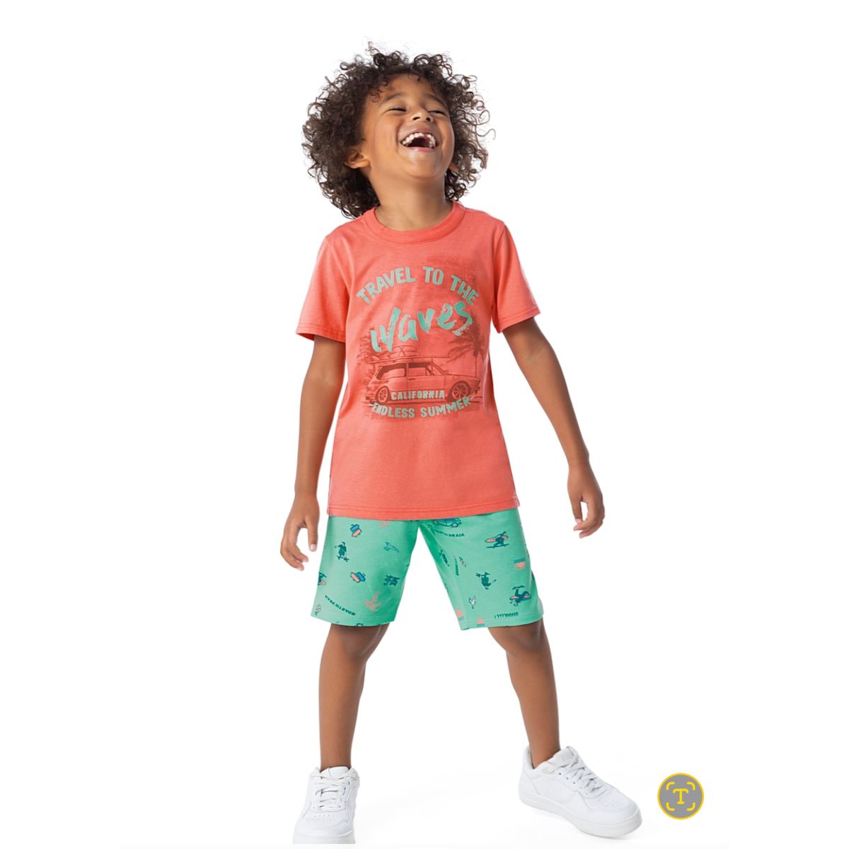 Conjunto Camiseta e Bermuda Em Moletinho Malwee Ki... - Fátima Modas