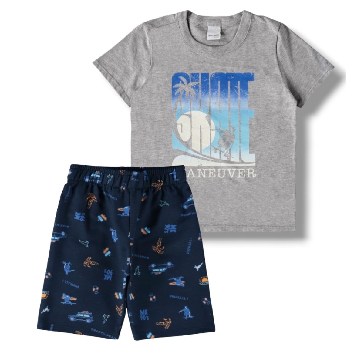 Conjunto Infantil Menino Camiseta e Bermuda Em Mol... - Fátima Modas