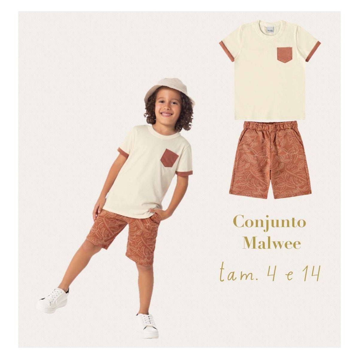 Conjunto Infantil Menino Camiseta e Bermuda Em Mol... - Fátima Modas