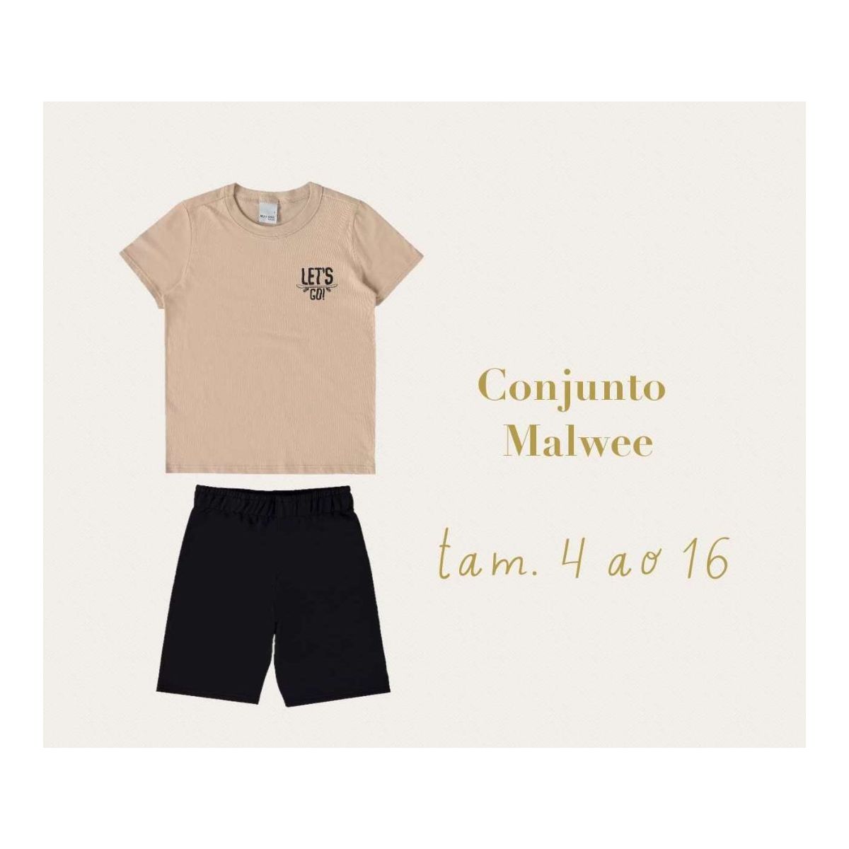 Conjunto Infantil Menino Camiseta e Bermuda Em Mol... - Fátima Modas