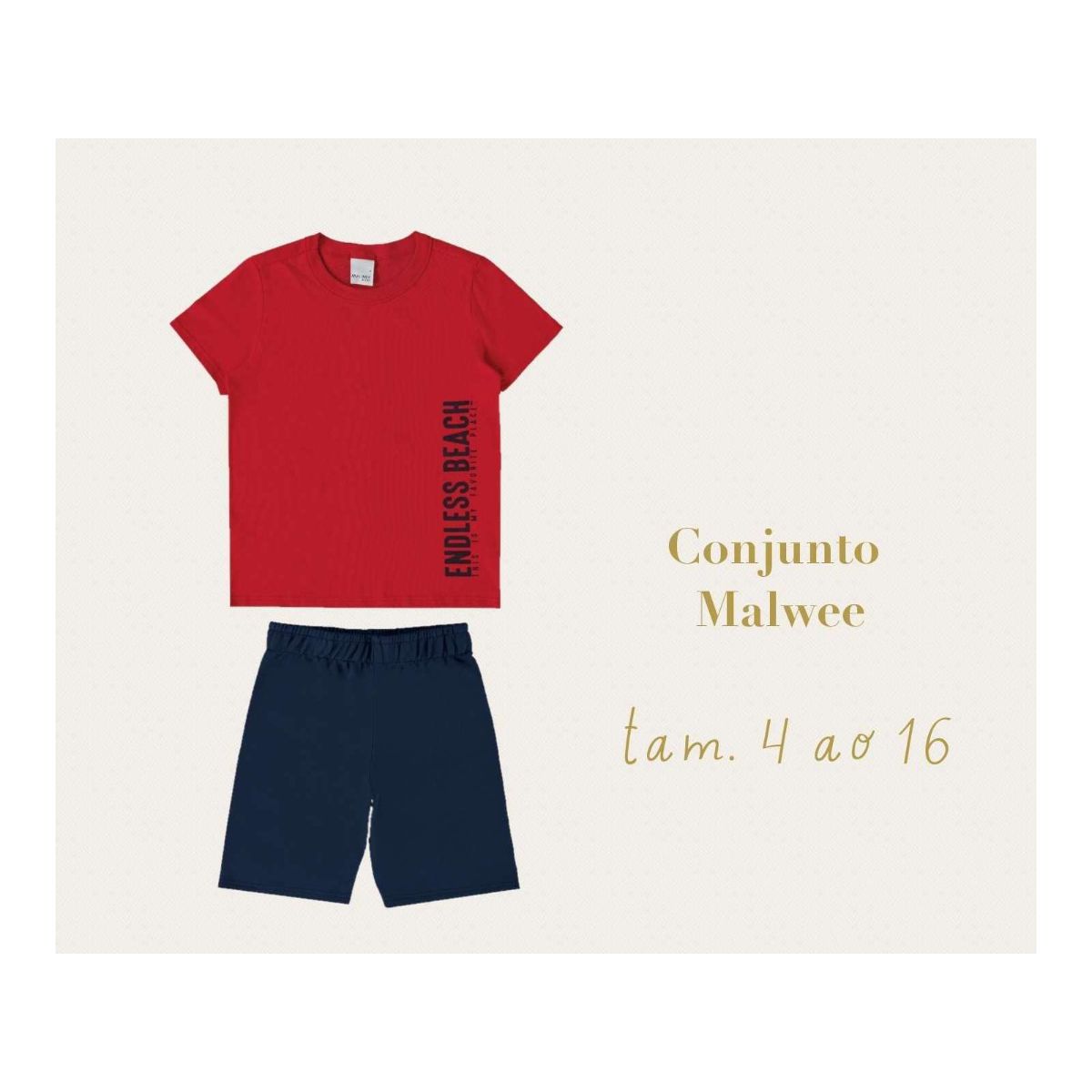 Conjunto Infantil Menino Camiseta e Bermuda Em Mol... - Fátima Modas