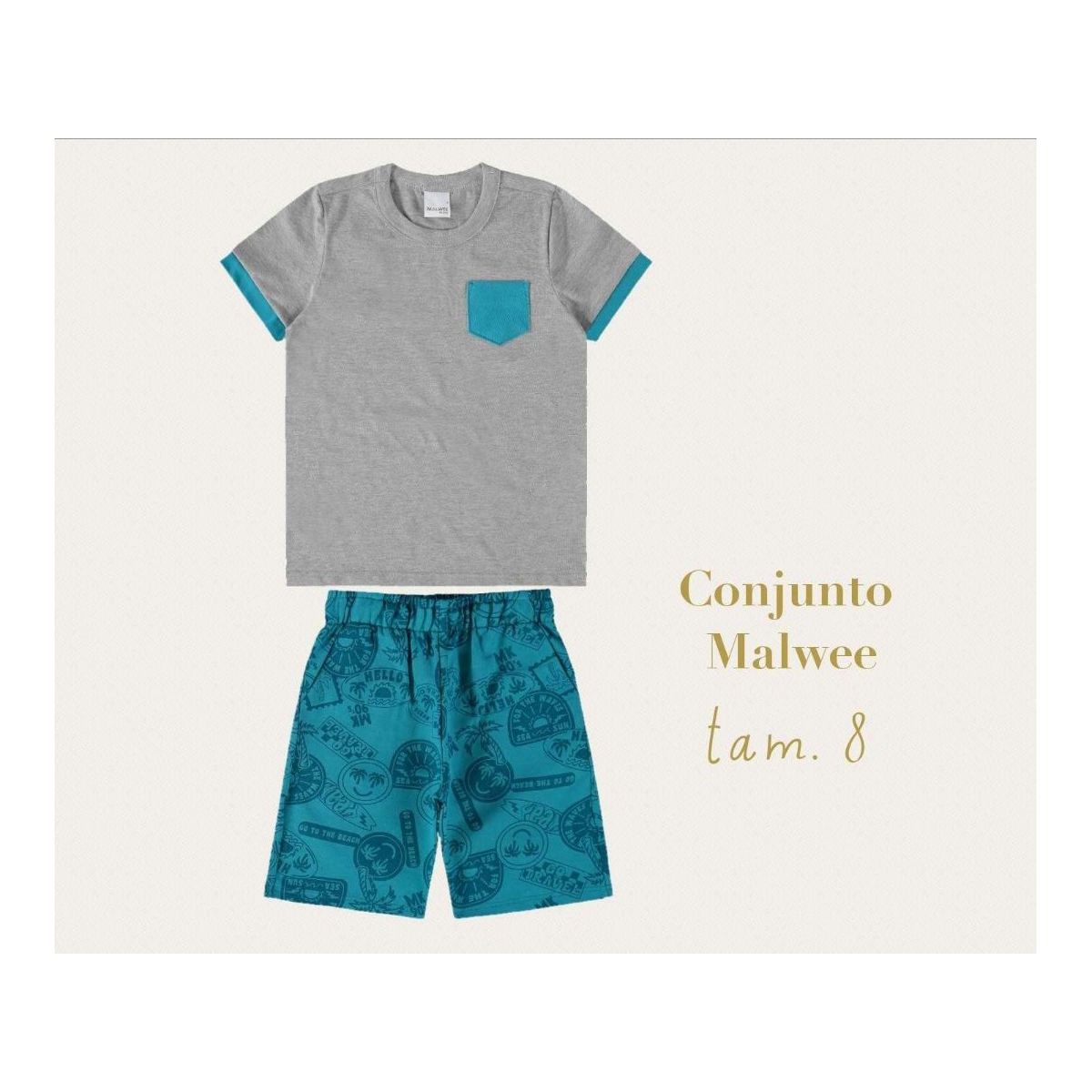 Conjunto Infantil Menino Camiseta e Bermuda Em Mol... - Fátima Modas