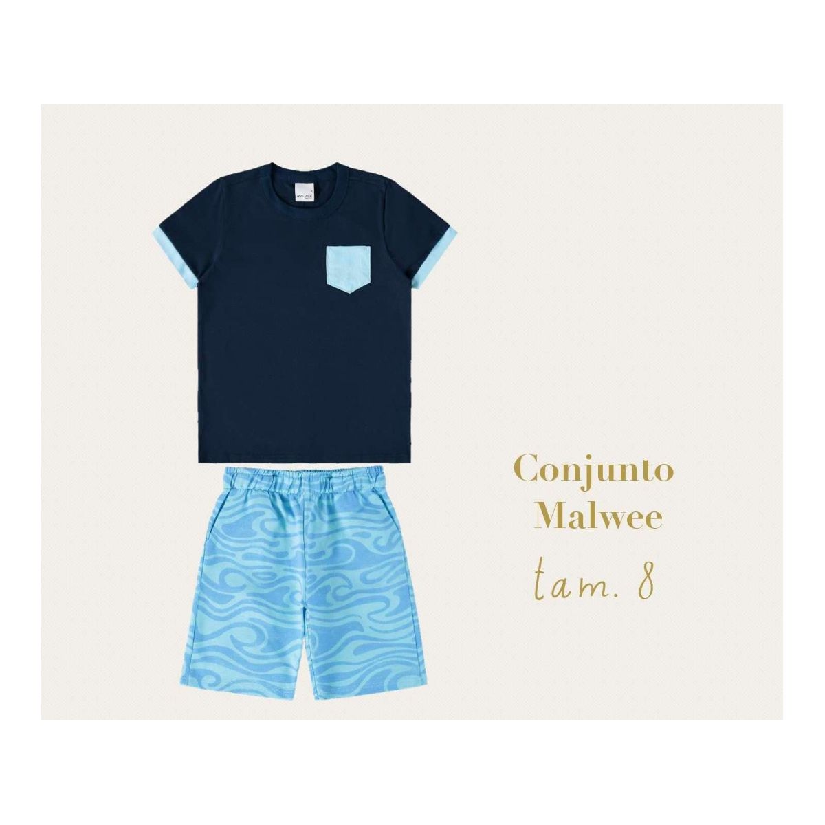 Conjunto Infantil Menino Camiseta e Bermuda Em Mol... - Fátima Modas