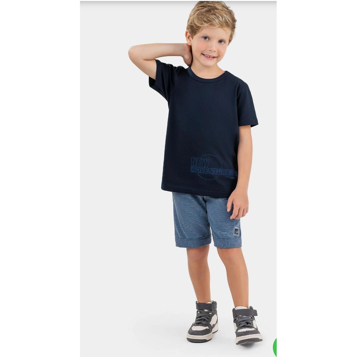 Conjunto Infantil Menino Estampado Elian Azul - Fátima Modas