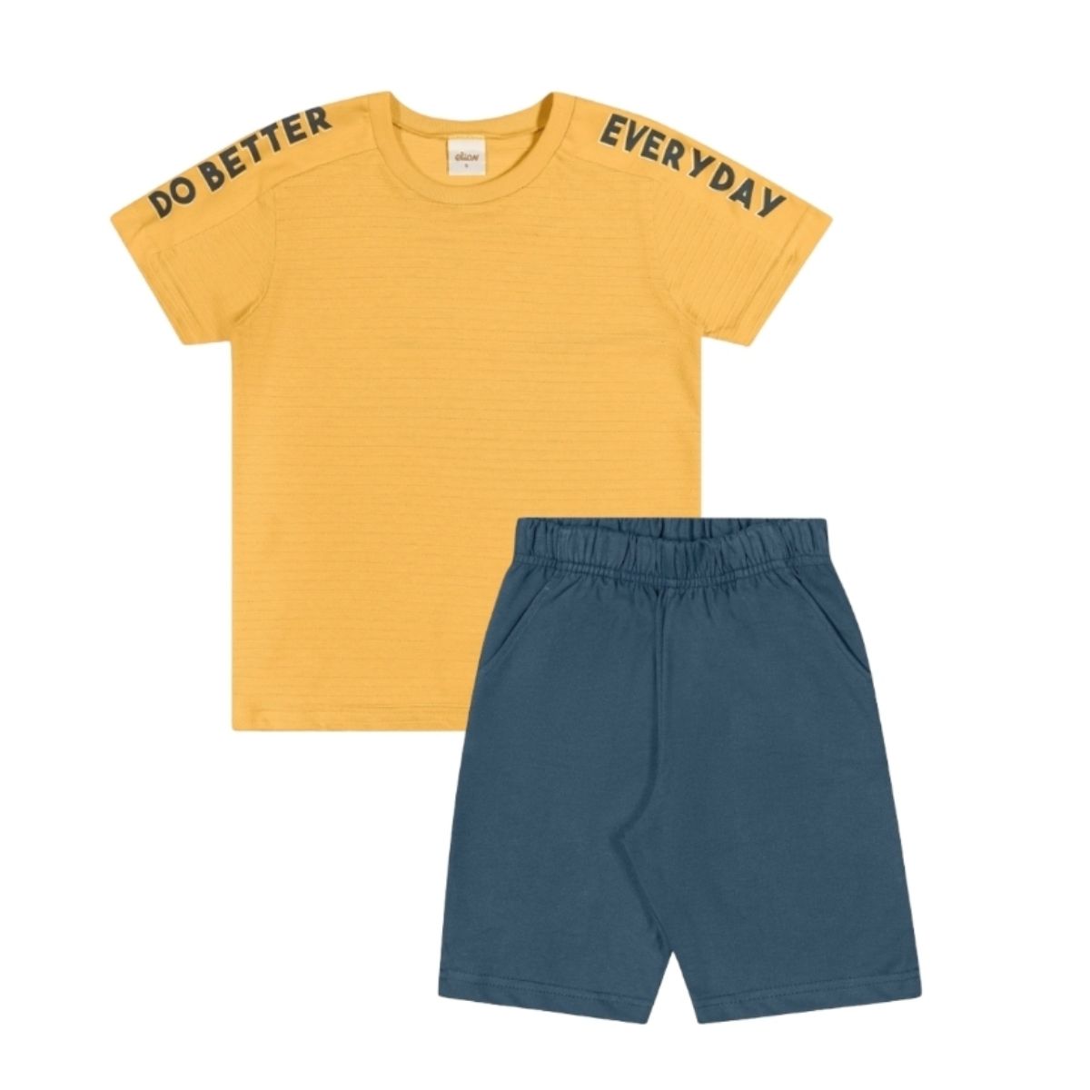 Conjunto Infantil Camiseta e Bermuda Moletinho Eli... - Fátima Modas