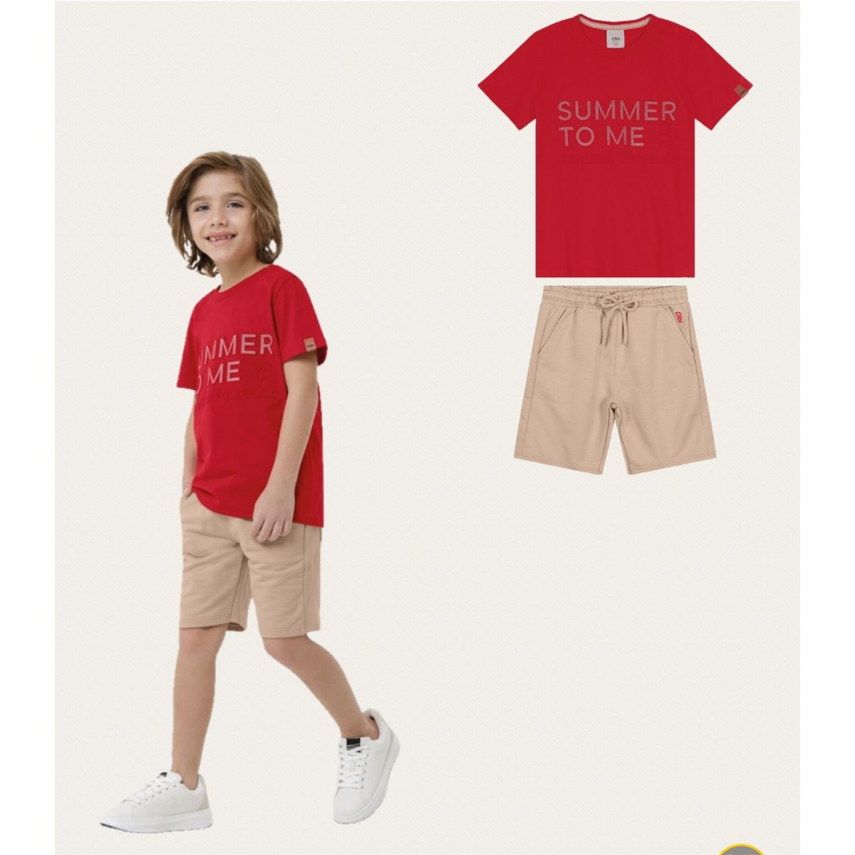 Conjunto Infantil Camiseta e Bermuda Moletinho Car... - Fátima Modas