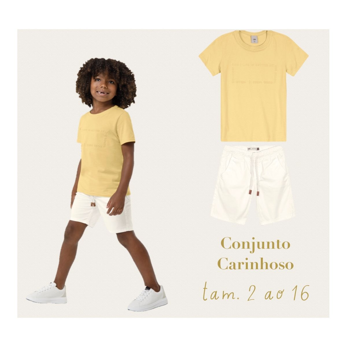 Conjunto Menino Em Meia Malha e Sarja Com Elastano... - Fátima Modas