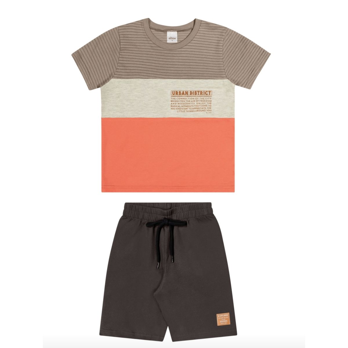 Conjunto Infantil Camiseta e Bermuda Moletinho Eli... - Fátima Modas