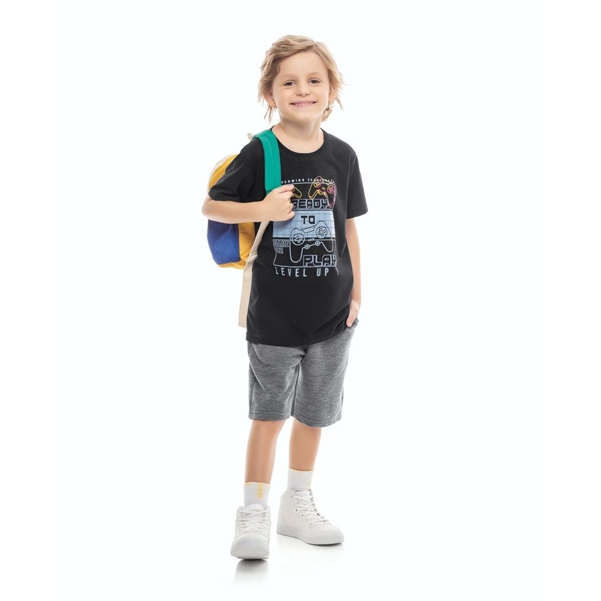 Conjunto Infantil Menino Camiseta e Bermuda Gamer ... - Fátima Modas